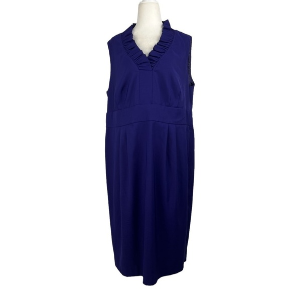 DRESS BARN RUFFLED V-NECK SLEEVELESS SHEATH DRESS - Picture 3 of 11
